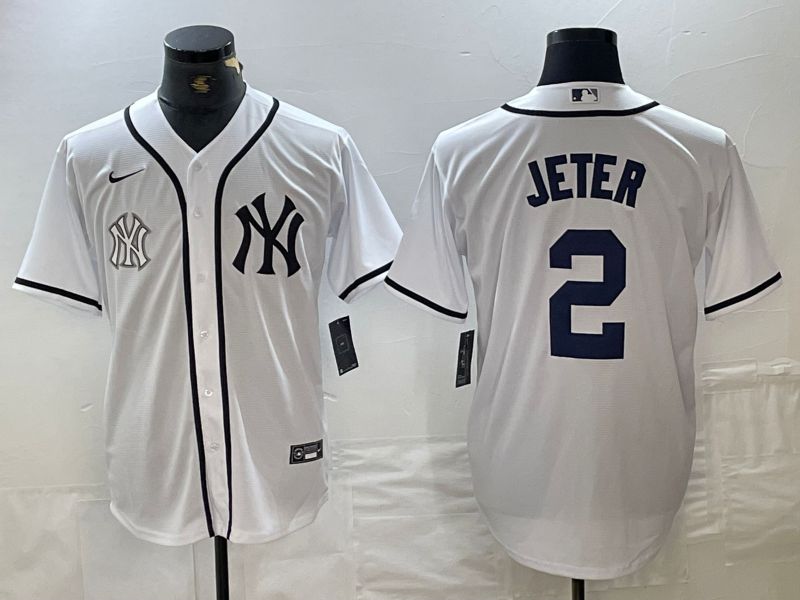 Men New York Yankees #2 Jeter White Third generation joint name Nike 2024 MLB Jersey style 2